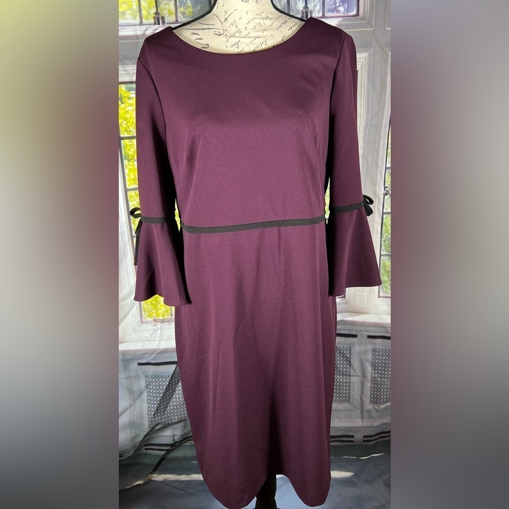 Tommy Hilfiger Purple Bell Sleeve Career Dress Size 14